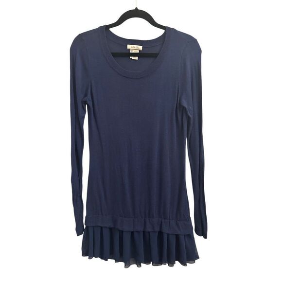 Matilda Jane tunic sweater chiffon layered M navy blue - Picture 1 of 5